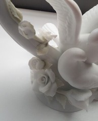 Wedding Cake Topper Doves Roses Heart White Porcelain Unique Love Bridal Gift