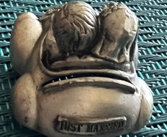 Bridal Table Bride/Groom Pewter Car Place Card Holder Just Married License Plate