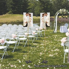 Gold Wedding Reception Display Stands with Adjustable Height and Marble Base