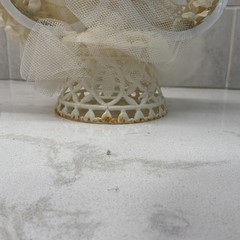 Vintage MCM Wedding Cake Topper with Bride & Groom, Flowers, Lace Ivory