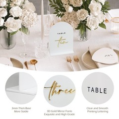 White Arched Wedding Table Numbers 1-10 with Stands, 5×7 Inch White Acrylic A…