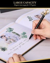 Black Wedding Guest Book with Pens – 9×7″ Gold Foil Hardcover Sign-in Album