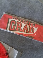 17″ (10-in a pack) Red, Blk, White Graduation Mylar Balloons.