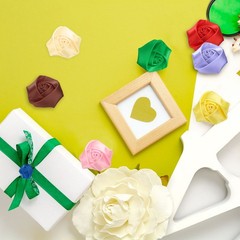 20pcs 2.5cm/5cm Ribbon Flower Rose Artificial Fabric Flowers (Light Grey)