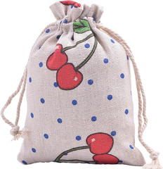 50PCS Cotton Drawstring Gift Bags 4×5.6 Inch Cherry Pattern Jewelry Party Favor
