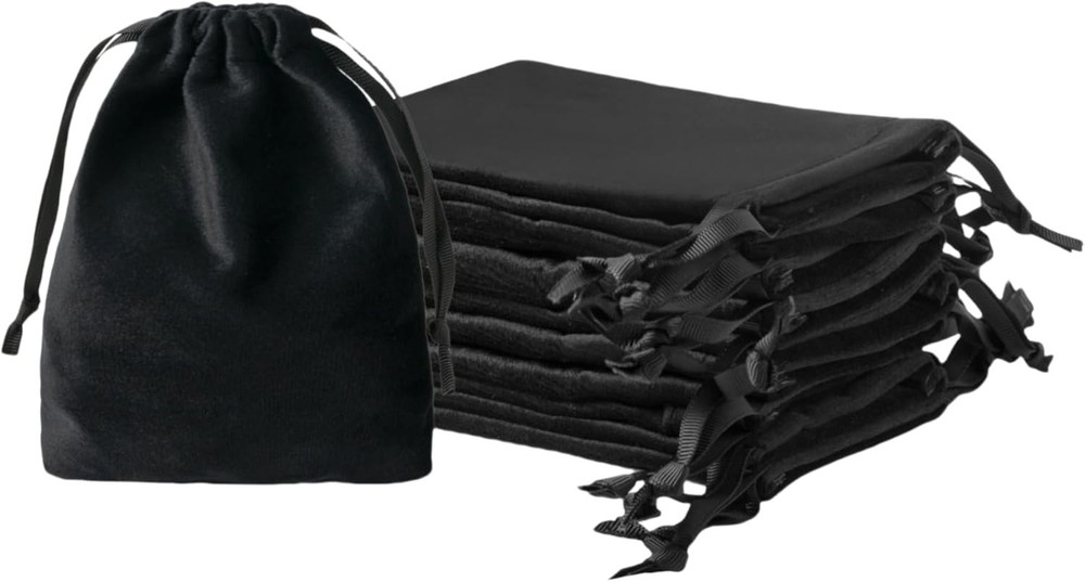 12pcs Black Velvet Drawstring Bags 3×4 inches Small Velvet Cloth Bags Jewelry