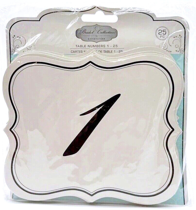 25pc DAVID TUTERA TABLE NUMBER CARD SET Black & White WEDDING BRIDAL COLLECTION