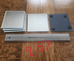 QTY:57 – 4.5″ Square Mirror Candle Plate for Table Centerpieces, Padded feet