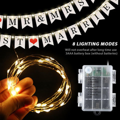 Mr and Mrs Just Married Banner, Wedding Bunting Banner with LED Fairy String Lig