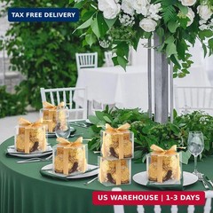 Adecortalk 50 Pcs Clear Favor Boxes, 2x2x2 Inch Clear Plastic Gift Box with Gold