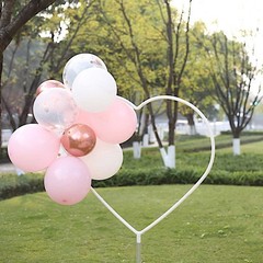 2 White Heart Shaped Plastic Balloon Arch Stand Kit Party Events Decorations