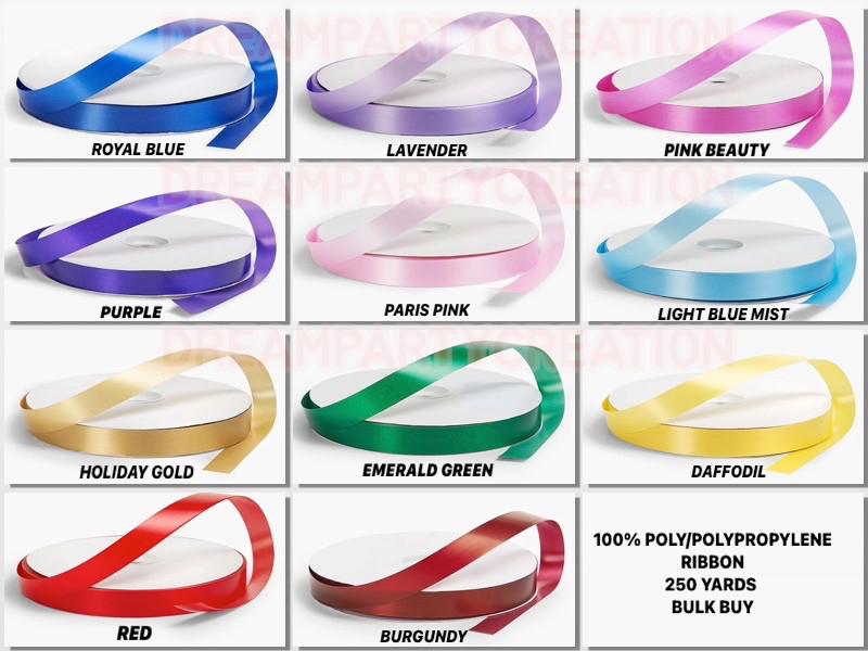 250 Yards 3/4″ Smooth Polypropylene Waterproof Gift Wrap Ribbon Choose Color