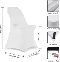 Universal White Spandex Chair Covers 50PCS – Perfect for Weddings & Banquets