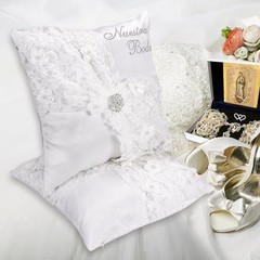 Nuestra Boda Wedding Kneeling Pillows Cover Set of 2, 16 x 16 Inch Embroidered