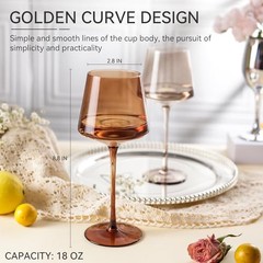 Colored Wine Glasses Set of 6-18oz【Hand Blown】Crystal Colorful Wine Multicolor