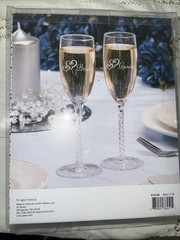 Darice Save The Date Bride Groom Champagne Wine Stem Flute Goblets Glasses