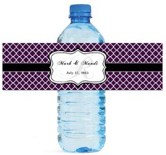 100 Eggplant Pattern Monogram Wedding Water Bottle Labels Engagement Bridal 8″x2
