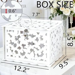 White Butterfly Card Box with Lock & Slot, Elegant Wedding Card Boxes for Recept