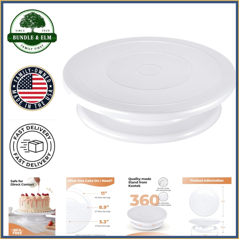 11 Inch Rotating Cake Turntable for Decorating and Display with Smooth Rotation