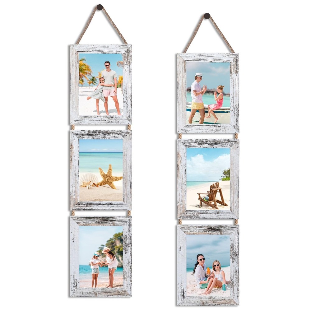 QUTREY 5×7 Collage Picture Frames, 6 Openings Hanging Photo Frame Set Display…