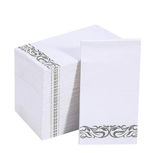 Pack Paper Napkins Guest Towels Disposable Premium Quality 3-ply 200 Silver