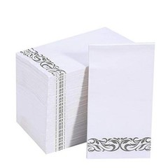Pack Paper Napkins Guest Towels Disposable Premium Quality 3-ply 200 Silver