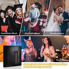 Wedding Guest Book with Photo Booth Insert – 160 2×6 Photo Sleeves & Guest Si…