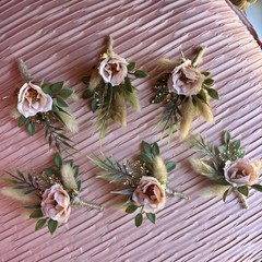 Lot Of 6 Light Pink Boutonnieres For Men/Grooms Wedding Artificial/dried Flowers