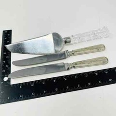 3 Pcs Godinger Crystal Handle Spatula and Pie/Cake Serving Knife Set