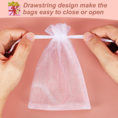 100 Pcs White Organza Bags 4X6″ Drawstring Mesh for Jewelry Candy Wedding Favor