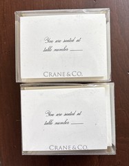 3 New Sets Of 25 Ecru Crane Table Seating Place Cards & Envelopes Script Font