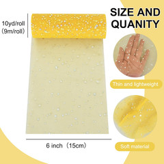 Yellow Glitter Tulle Rolls 6 Inch by 10 Yards Sequin Tulle Fabric Ribbon for DIY