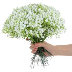 Grevosea 120 Pcs Baby Breath Artificial Flowers – White Green Gypsophila