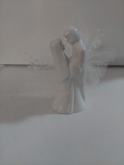 Ceramic Bride & Groom Cake Topper Or Tabletop Figurine (5 Inches Tall)
