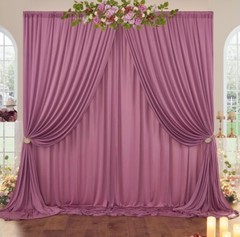 2 Curtain Panels Dusty Rose Plush Backdrop Drape Party Decor Cherry Blossoms