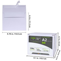 Winlyn 1000 Pcs White A2 Invitation Envelopes, Peel 1000 White,