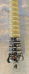 Silver plated Cake Knife & Server Set with Ivory Colored Ribbed Handles, Glossy