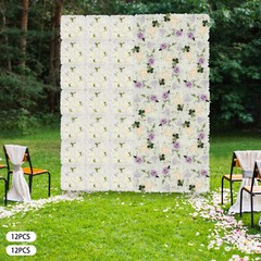 12pcs 3D Flower Wall Panel Artificial Flower Wall Background Silk Rose Wedding