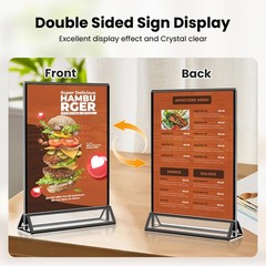 Acrylic Black Sign Holders 5×7, 12 Pack Wedding Black Table Number Holders,