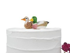 Mallard Duck Bird Cake Topper Bride Groom Love Wedding Engagement Wood Statue