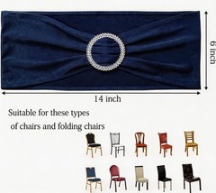 Wensinl Pack Of 100 Spandex Navy Blue Chair Sashes Bows Elastic Chair Bands