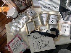 Gold Wedding Table Decorations (Table Numbers, Signage, Tablecloth & more!)