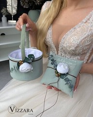 Ring pillow Dried eucalyptus, Personalized,Ring bearer pillow Sage green wedding
