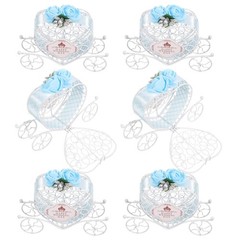 6Pcs Multi Color Iron Candy Boxes Wedding Favor Carriage Tabletop Centerpiece