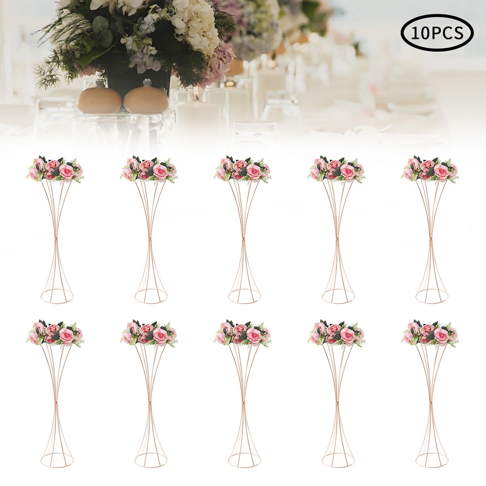 10pcs Flowered Iron Trumpet Vase Elegant Wedding Centerpieces Gold Vases