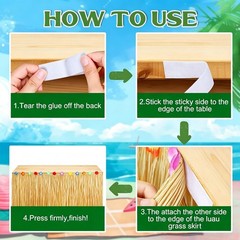 Luau Party Decorations, Grass Table Skirt for Large, 2PCS Straw Yellow