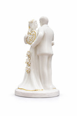 50th Wedding Anniversary Cake Topper Porcelain Couple Gold Heart Decor 5″