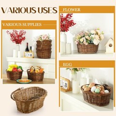 Small Wicker Basket with Handle Flower Girl Baskets Oval Willow Woven Braided…