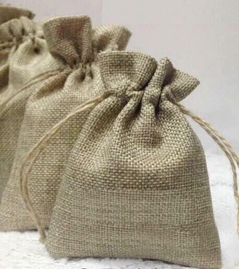 100x Hessian Burlap Bag Christmas Gift Bags Product Packaging Jewelry Candle Bag