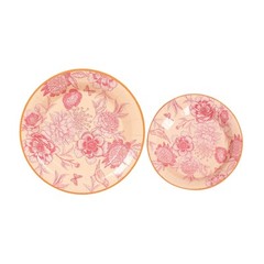 50 Dessert and Dinner Plates with GOLD Rim – Dusty Rose Spring Floral Print